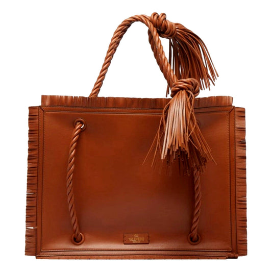 The Rope Large Fringe Brown Leather Tote Bag