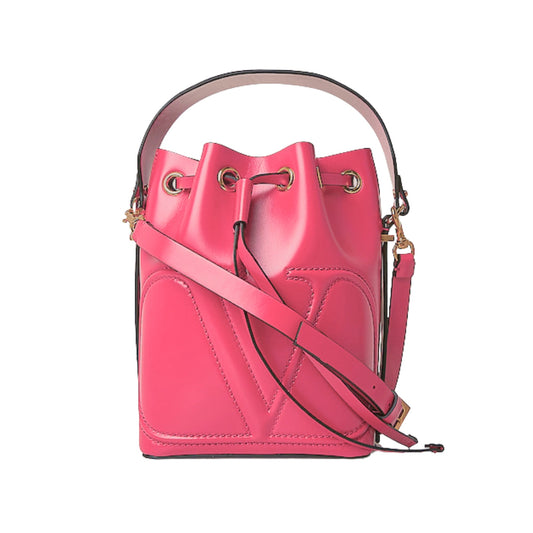 VLogo Walk Bucket Crossbody Bag Pink Calf Leather