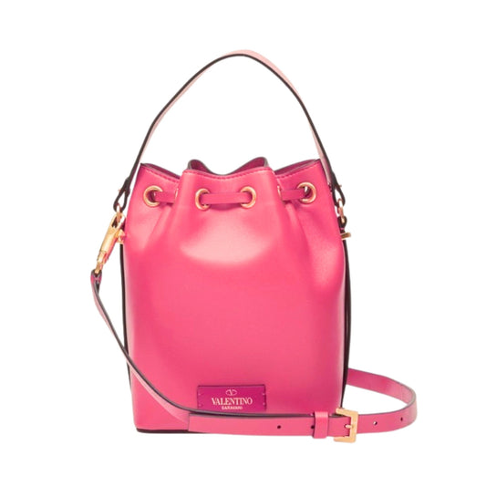 VLogo Walk Bucket Crossbody Bag Pink Calf Leather