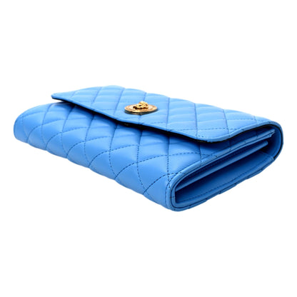 La Medusa Blue Quilted Lamb Leather Crossbody Clutch Bag