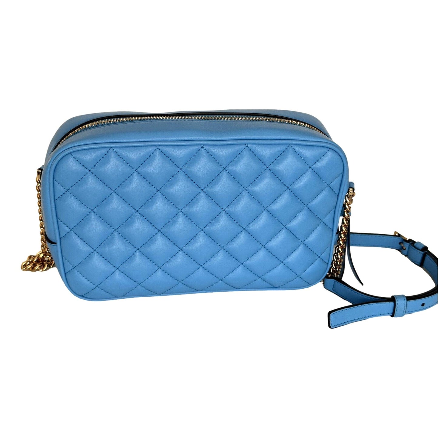 La Medusa Blue Quilted Lamb Leather Medium Crossbody Bag