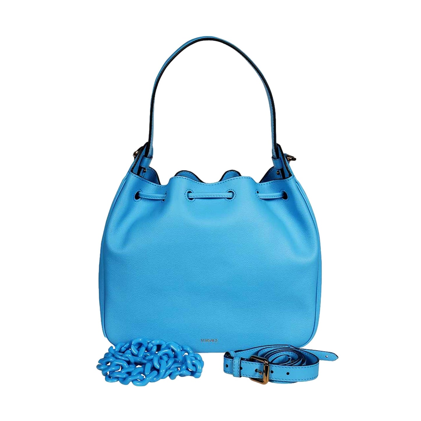 La Medusa Leather Bucket Bag Blue