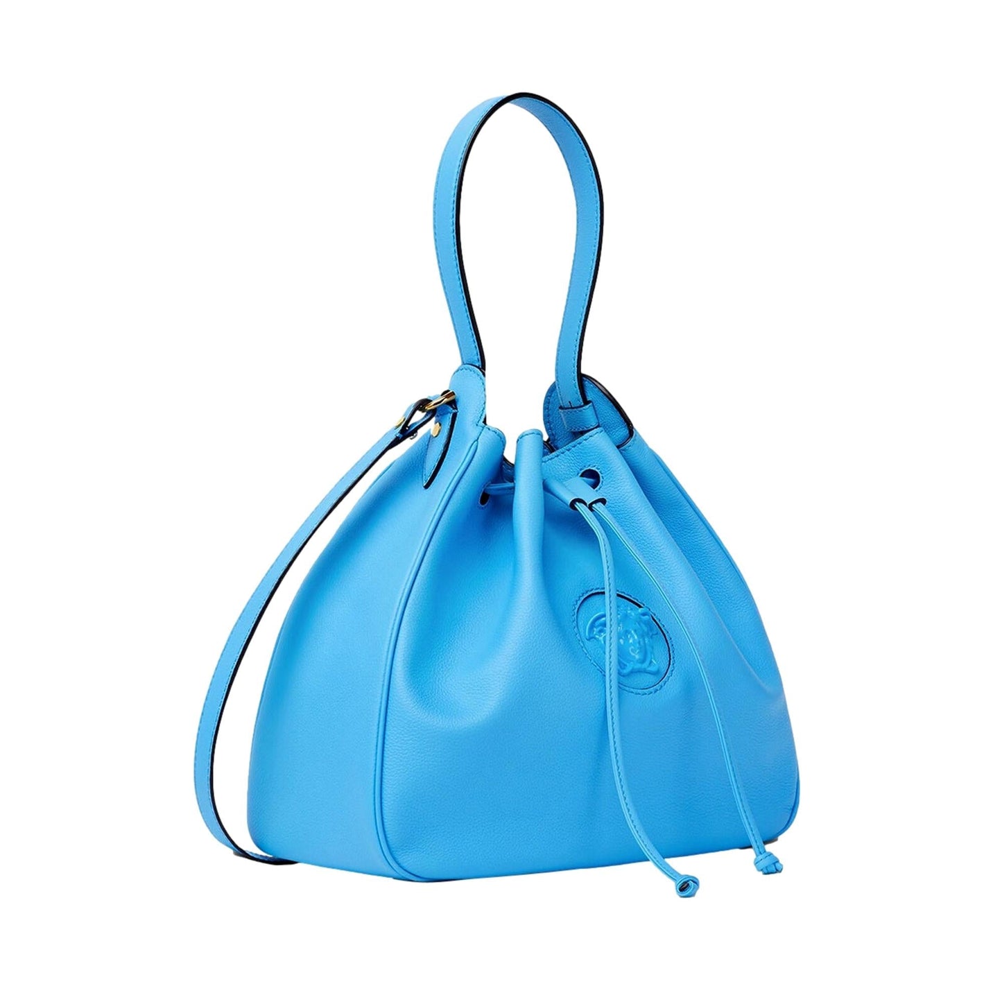 La Medusa Leather Bucket Bag Blue