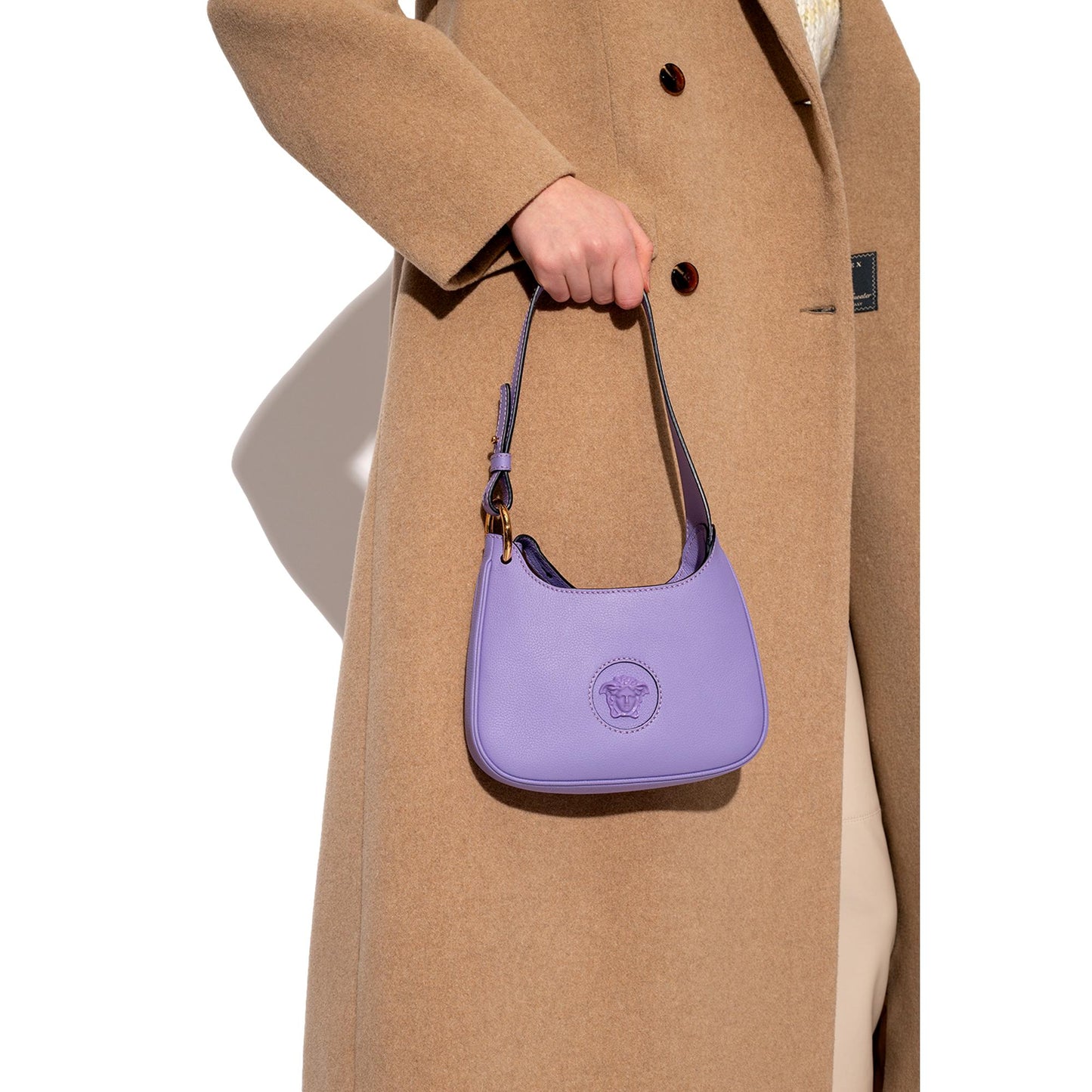 La Medusa Lilac Pebbled Leather Mini Hobo Bag