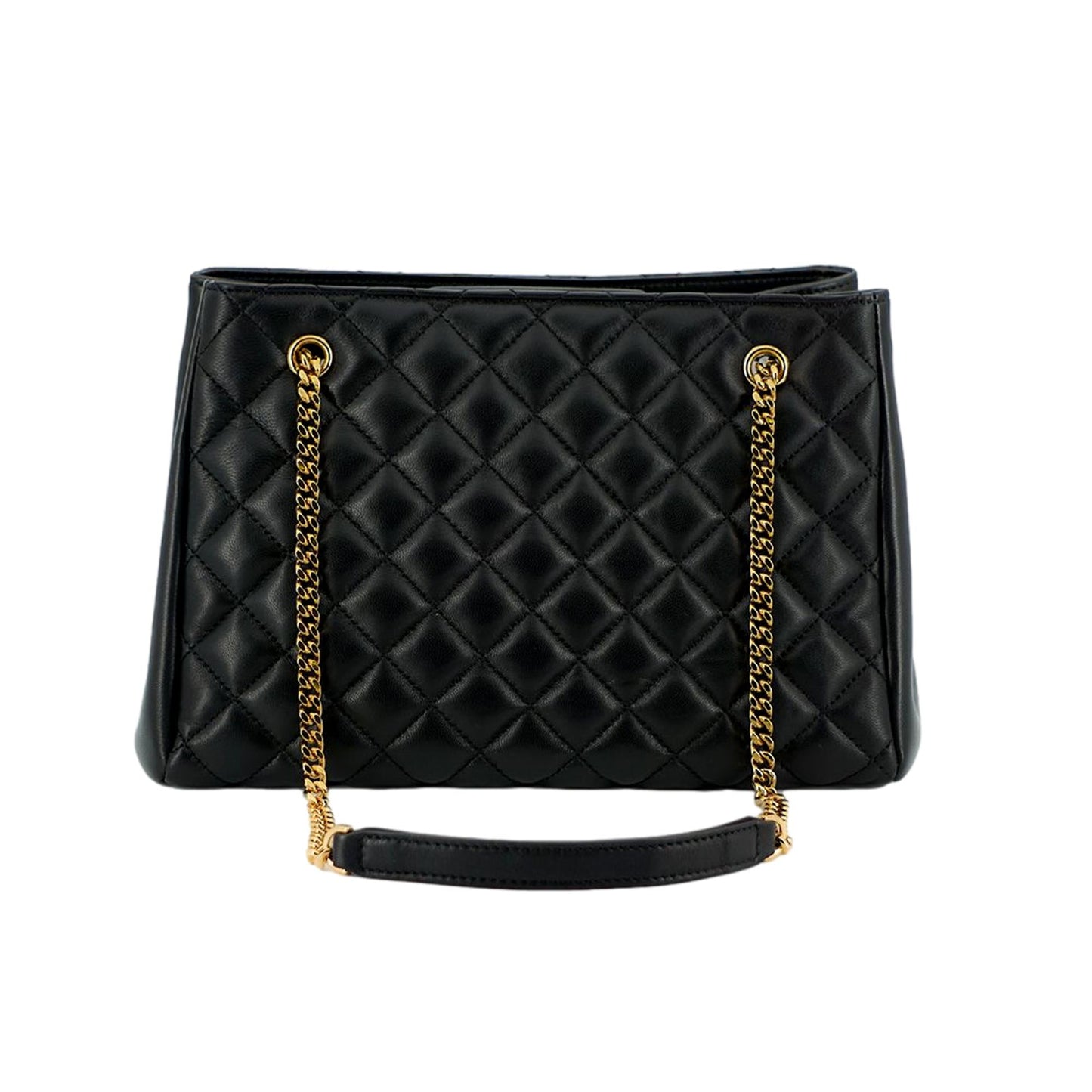 La Medusa Nappa Quilted Black Leather Large Tote Bag