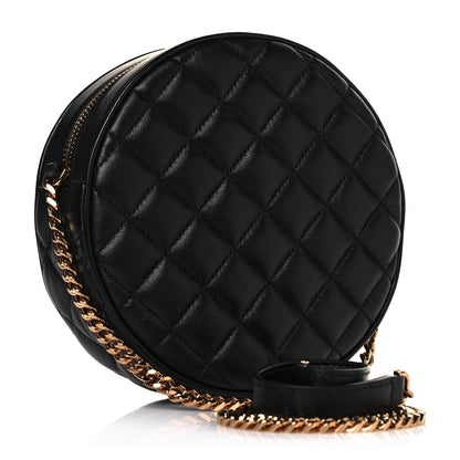 La Medusa Round Quilted Leather Black Shoulder Bag