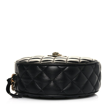 La Medusa Round Quilted Leather Black Shoulder Bag