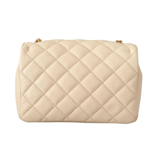 La Medusa Nappa Quilted Beige Leather Chain Small Crossbody Bag