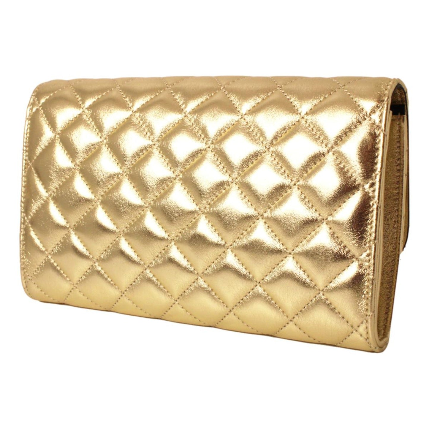 Metallic Gold Leather Medusa Chain Wallet Bag